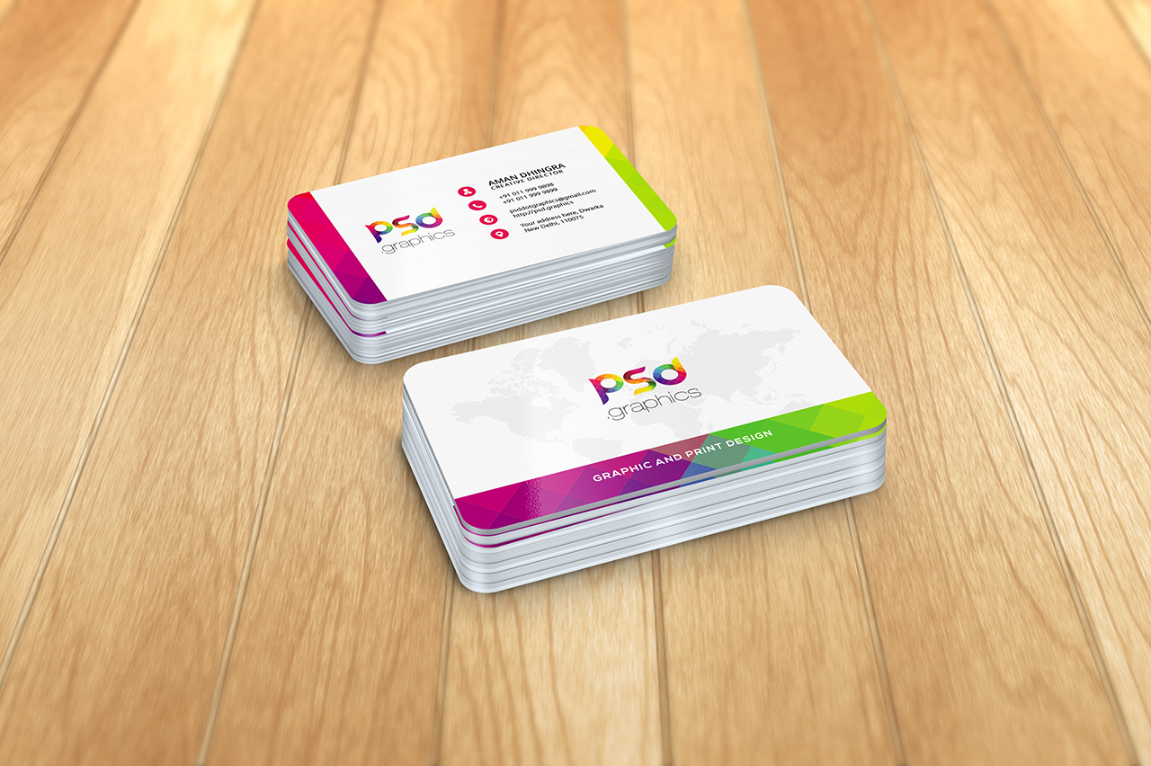 Rounded Corner Business Card Mockup Free PSD Graphics