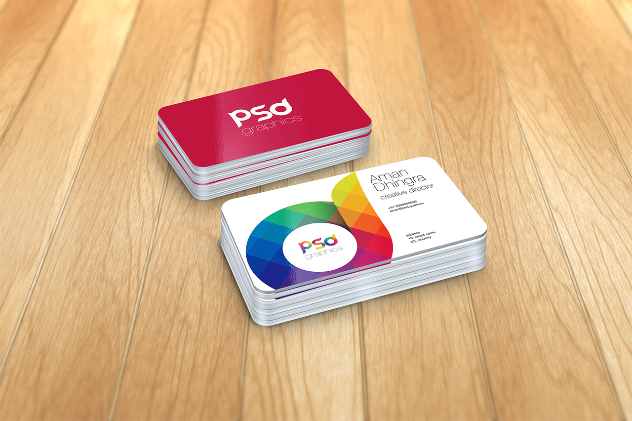Rounded Corner Business Card Mockup Free PSD Graphics