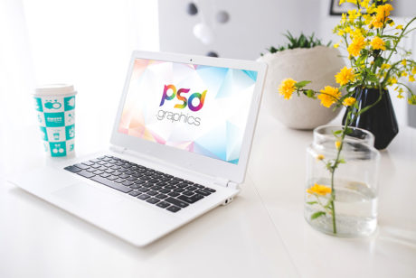 Download White Laptop Mockup Free PSD | PSD Graphics