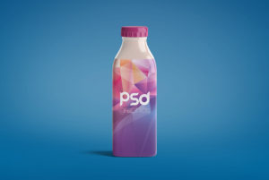 Milk Bottle Label Mockup Free PSD   