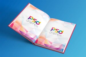 Hardcover Open Book Mockup PSD   