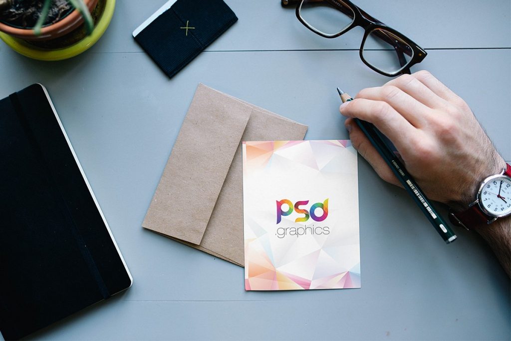 Free Postcard with Envelope Mockup | PSD Graphics