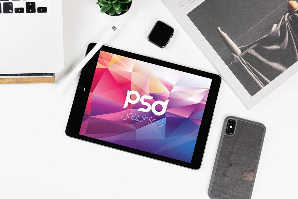 iPad Flat Lay Mockup PSD PSD Graphics