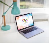 Free Macbook Pro on Table Mockup