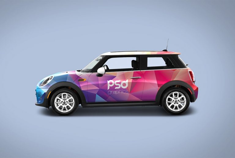 Mini Cooper Car Branding Mockup PSD Graphics