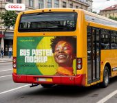 Poster Advertising on Bus Mockup