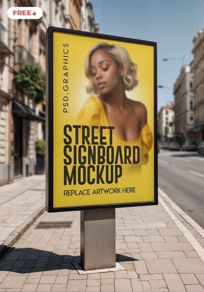 Street Advertisement Poster Signboard Mockup smart objects psd mockup poster on bus poster mockup mockup bus mockup bus branding billboard   