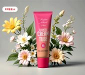 Cosmetic Cream Tube with Flower Mockup