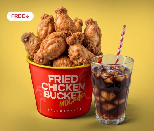 Fried Chicken Bucket Mockup PSD   