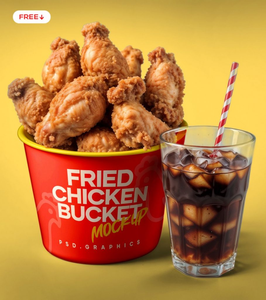 Fried Chicken Bucket Mockup PSD   